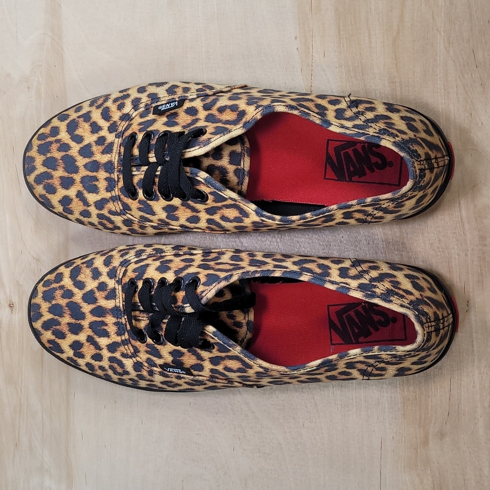 Vans Leopard-Print Low Top Sneakers in Tan and Black - Picture 9 of 10
